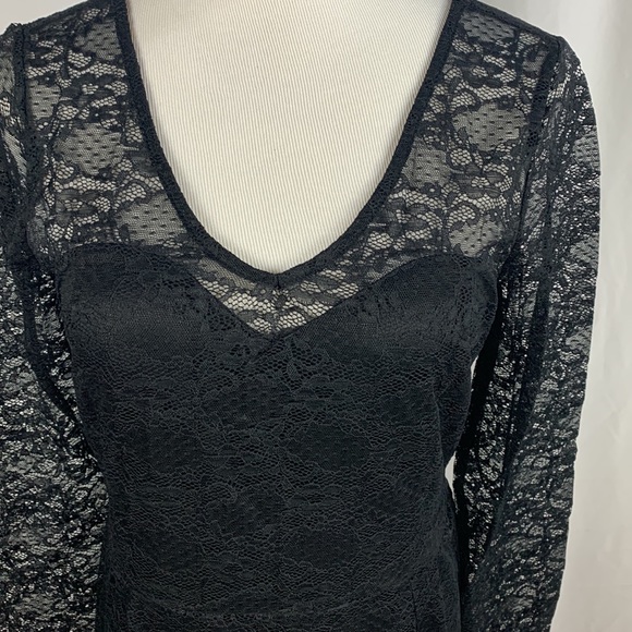 NWT Black Long Sleeve Lined Stretch Lace Sheath Dress - Picture 2 of 10
